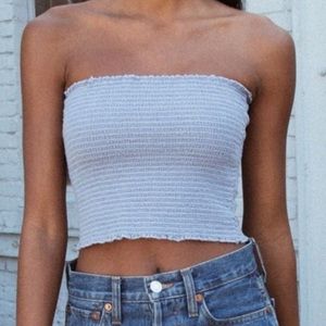 Brandy Melville Smocked baby blue cropped tube top